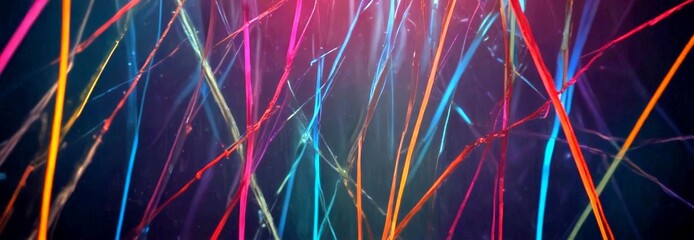 Fototapete - a close-up view vibrant, abstract pattern of multicolored lines and strands, creating a dynamic and visually striking composition