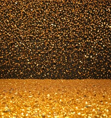 Poster - a close-up view dark background with a textured, glittery gold surface in the foreground