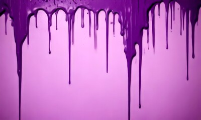 Poster - a close-up view purple paint dripping down a wall, creating a textured and abstract pattern