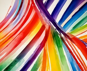 Fototapete - an abstract painting featuring a vibrant array of colorful watercolor strokes, creating a dynamic and visually striking composition