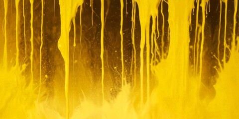 Aufkleber - a close-up view yellow liquid dripping down a dark background, creating a dynamic and visually striking effect