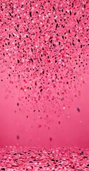 Wall Mural - A pink background with scattered black and white speckles, resembling confetti or glitter, creating a festive and celebratory atmosphere