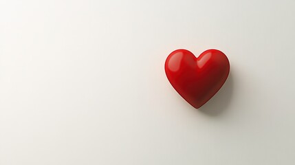 simple red heart floating in the center of a clean white background, creating a minimalist and elega