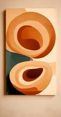 Leinwandbilder - Abstract painting featuring overlapping circles in warm colors, with a darker circle in the center