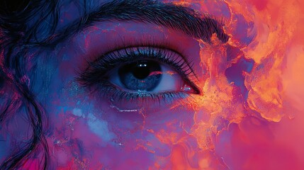 Wall Mural - Closeup of a Woman's Eye with Abstract Glowing Texture