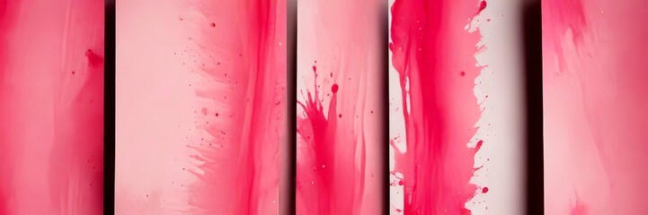 Wall Mural - a series of vertical lines painted in a pink color, with splashes of color on the right side, creating a textured and abstract appearance