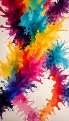 Fototapete - a vibrant abstract painting featuring a dynamic interplay of colors, including shades of red, orange, yellow, blue, and purple, creating a visually striking