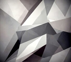 Wall Mural - a black and white abstract composition featuring a variety of geometric shapes and patterns, including triangles, rectangles, and diamonds, arranged in a complex