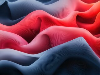 Poster - Abstract Red and Blue Wavy Lines Background.