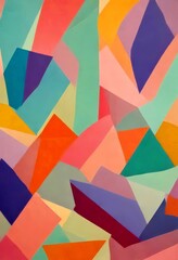 Fototapete - an abstract composition featuring overlapping geometric shapes in various pastel colors, including shades of pink, blue, green, and purple