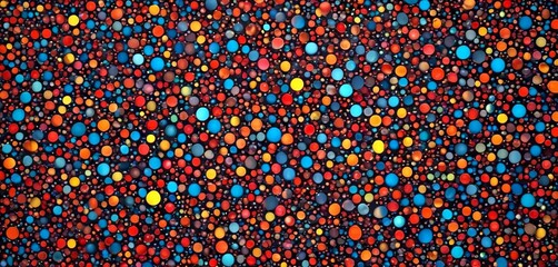 Poster - a close-up view textured surface with a multitude of small, colorful dots in various shades of red, blue, yellow, and green