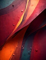 Poster - an abstract representation rock formation, featuring a mix of warm and cool colors, with a sense of depth and texture