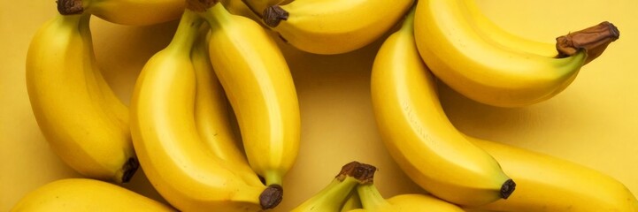 Aufkleber - A close-up of several ripe yellow bananas arranged in a circular pattern against a yellow background