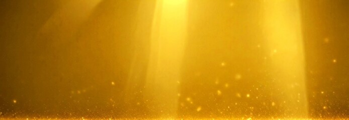 Aufkleber - Golden rays of light shine down on a golden glittering surface, creating a shimmering and ethereal atmosphere