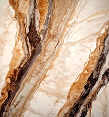 Aufkleber - a close-up view marble surface with a striking pattern of swirling lines and swirls in various shades of brown, beige, and gray
