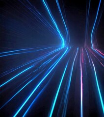Leinwandbilder - a dynamic scene of light and motion, with blue and pink streaks of light converging towards a central point, creating a sense of depth and movement