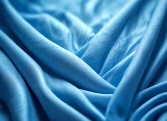 Poster - Close-up crumpled blue fabric, with a blurred background
