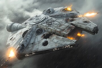 millennium falcon under fire