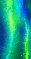 Fototapete - a close-up view vibrant underwater scene, with a mix of green and blue hues The background is blurred, drawing focus to the colorful underwater environment