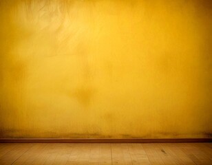 Poster - A plain, yellow wall with a wooden floor in the foreground