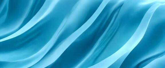 Poster - a close-up view flowing, wavy fabric with a light blue color The fabric appears to be made material that resembles silk or chiffon, and it has a smooth,