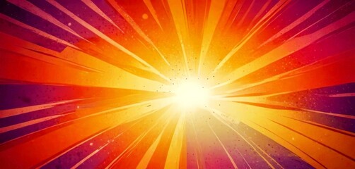 Aufkleber - a vibrant, abstract background with a radiant sunburst pattern in shades of orange, yellow, and purple The sunburst radiates outwards from the center, creating a sense of