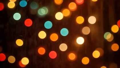 Aufkleber - A close-up view dark background adorned with a multitude of colorful, blurred lights, creating a bokeh effect