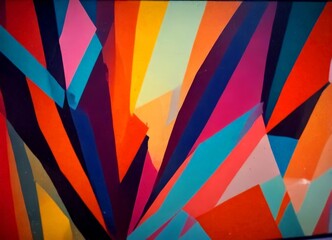 Fototapete - a vibrant abstract composition of intersecting lines and shapes in a variety of bright colors, creating a dynamic and visually striking pattern