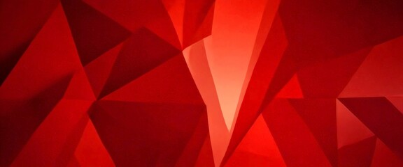 Fototapete - a geometric pattern composed of red triangles and rectangles, creating a visually striking abstract design