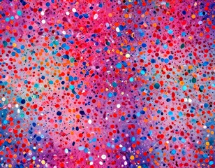 Poster - an abstract painting featuring a vibrant background of multicolored dots in various sizes and shapes, creating a dynamic and visually captivating composition
