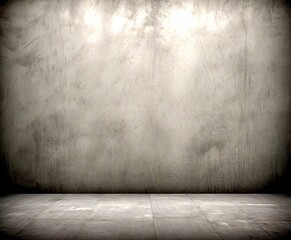 Poster - A simple, empty room with a concrete wall and a tiled floor