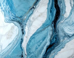Fototapete - a close-up view marble surface with a swirling pattern of blue and white hues, creating a sense of movement and fluidity