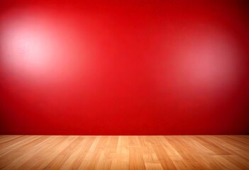 Poster - A red wall with a wooden floor in the foreground
