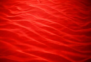 Poster - a close-up view red fabric surface with a textured, wavy pattern