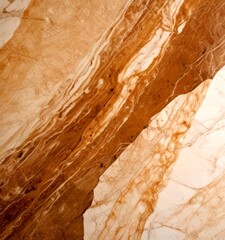 Poster - a close-up view marble surface with a diagonal pattern of light and dark brown marble
