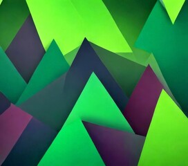Aufkleber - a geometric pattern composed of overlapping green and purple triangles, creating a visually striking abstract design