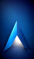 Aufkleber - A blue triangular prism with a light source at the bottom, set against a dark blue background