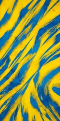 Aufkleber - a close-up view vibrant abstract painting, featuring bold strokes of yellow and blue paint The brushstrokes are arranged in a diagonal pattern, creating a dynamic