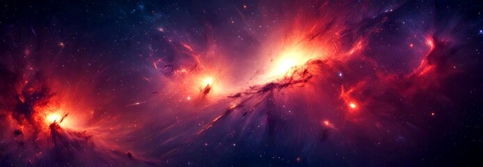 Aufkleber - a vibrant cosmic scene, featuring a swirling nebula with a bright center and a multitude of smaller stars and celestial bodies scattered throughout the dark background