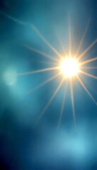 Poster - The sun shines brightly through a cloudy sky, creating a radiant burst of light that illuminates the scene