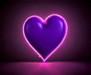 Aufkleber - A glowing purple heart-shaped object is centered against a dark background, with a subtle reflection visible on the surface below