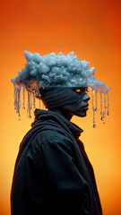 Wall Mural - fashion winter hat profile futuristic ice frozen