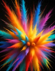 Poster - A vibrant explosion of multicolored powder against a black background