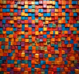 Aufkleber - A vibrant mosaic of multicolored cubes, each with a unique hue, creates a visually striking pattern across the