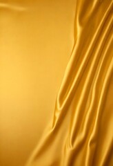 Poster - a close-up view shiny, golden fabric with a smooth, flowing texture The fabric appears to be made of satin or a similar material, and it is draped or folded in a way