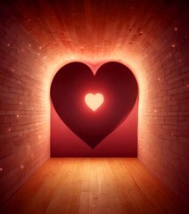 Aufkleber - A heart-shaped light illuminates a brick tunnel, creating a warm and romantic atmosphere