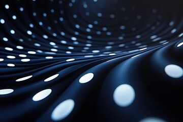 Poster - Abstract wave pattern with glowing dots on a dark background.