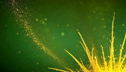 Aufkleber - a close-up view golden explosion or burst of particles against a dark green background