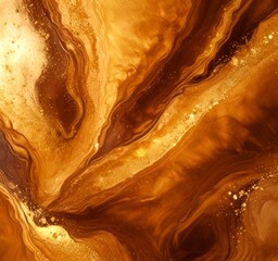 Poster - a swirling pattern of brown and gold hues, with small white specks scattered throughout, creating a sense of depth and movement