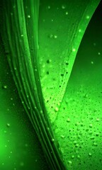 Poster - a close-up view green leaf with water droplets on its surface, creating a textured and reflective appearance